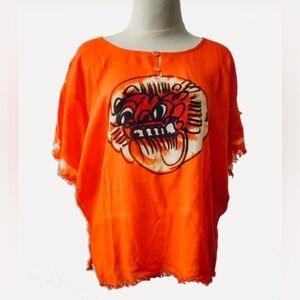 Balinese Barong Painted Orange Shirt